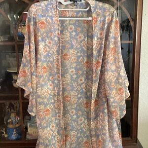 American Eagle Outfitters Floral Swim Coverup - Blue and Orange
